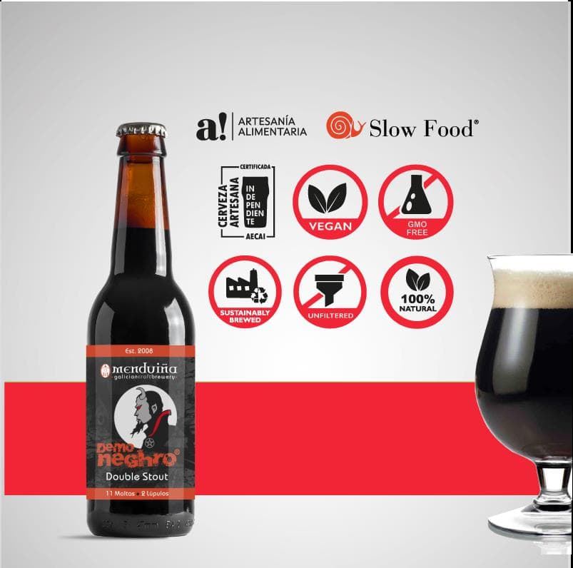 Cerveza Gallega Artesana Menduiña " Demo Neghro" Double Stout - Imagen 3