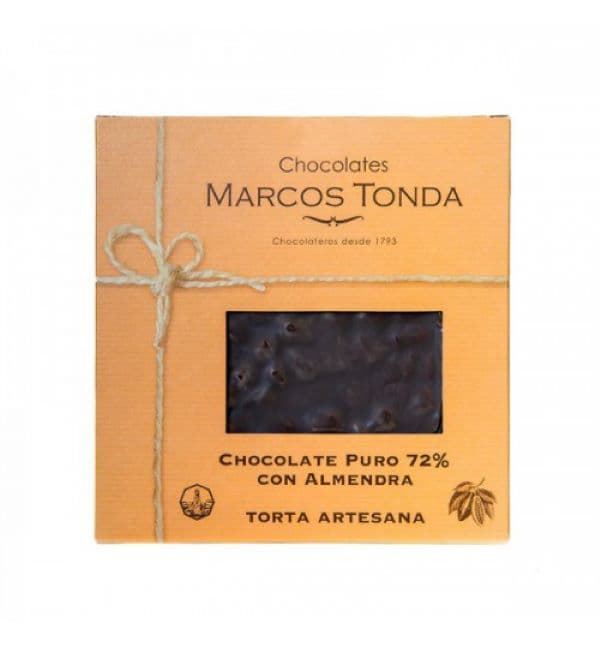 Torta Chocolate Puro 72% Cacao Con Almendra 200gr - Imagen 1